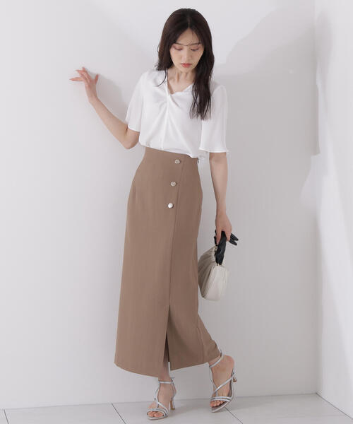 PROPORTION BODY DRESSING（プロポーションボディドレッシング）の「ツイスト半袖ブラウス / 1215210610（シャツ/ブラウス・レディース・ベージュ系その他/ホワイト/ブラウン・MEDIUM/SMALL）」の9枚目の写真