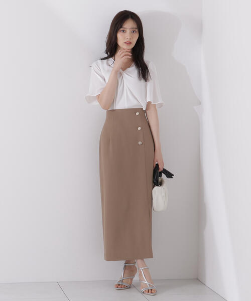 PROPORTION BODY DRESSING（プロポーションボディドレッシング）の「ツイスト半袖ブラウス / 1215210610（シャツ/ブラウス・レディース・ベージュ系その他/ホワイト/ブラウン・MEDIUM/SMALL）」の10枚目の写真