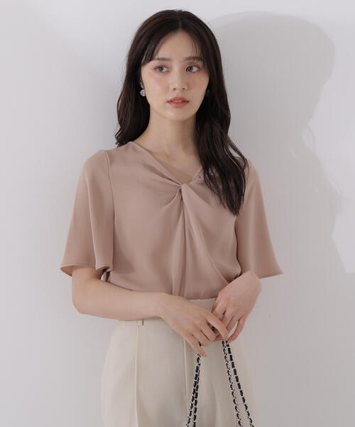 PROPORTION BODY DRESSING（プロポーションボディドレッシング）の「ツイスト半袖ブラウス / 1215210610（シャツ/ブラウス・レディース・ベージュ系その他/ホワイト/ブラウン・MEDIUM/SMALL）」の13枚目の写真