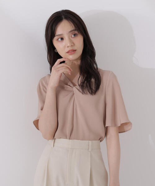 PROPORTION BODY DRESSING（プロポーションボディドレッシング）の「ツイスト半袖ブラウス / 1215210610（シャツ/ブラウス・レディース・ベージュ系その他/ホワイト/ブラウン・MEDIUM/SMALL）」の14枚目の写真