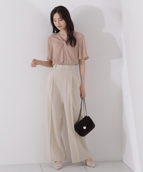 PROPORTION BODY DRESSING（プロポーションボディドレッシング）の「ツイスト半袖ブラウス / 1215210610（シャツ/ブラウス・レディース・ベージュ系その他/ホワイト/ブラウン・MEDIUM/SMALL）」の15枚目の写真