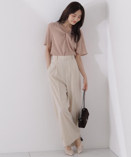 PROPORTION BODY DRESSING（プロポーションボディドレッシング）の「ツイスト半袖ブラウス / 1215210610（シャツ/ブラウス・レディース・ベージュ系その他/ホワイト/ブラウン・MEDIUM/SMALL）」の16枚目の写真