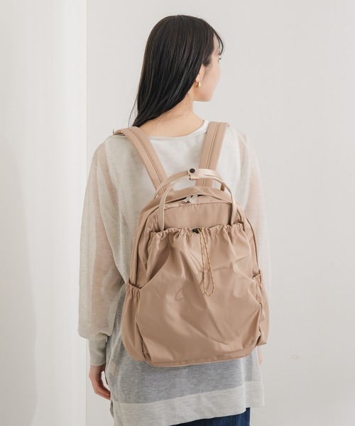 KATHARINE ROSS(キャサリンロス)の「【KATHARINE ROSS】【TREASURE TOPKAPI】ドロストポケットリュック(バックパック/リュック・レディース・ブラック/ベージュ・MEDIUM)」の7枚目の写真