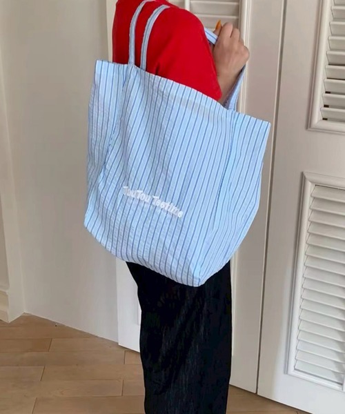 Port（ポート）の「【 Port / ポート 】 サッカー ストライプ 刺繍ロゴ トートバッグ #_（トートバッグ・レディース・グリーン/ブルー/ベージュ・FREE）」の20枚目の写真