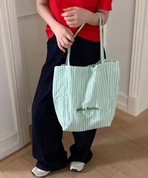 Port（ポート）の「【 Port / ポート 】 サッカー ストライプ 刺繍ロゴ トートバッグ #_（トートバッグ・レディース・グリーン/ブルー/ベージュ・FREE）」の13枚目の写真