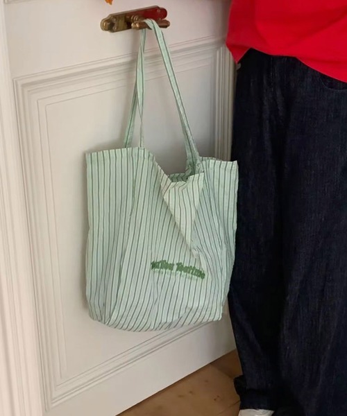 Port（ポート）の「【 Port / ポート 】 サッカー ストライプ 刺繍ロゴ トートバッグ #_（トートバッグ・レディース・グリーン/ブルー/ベージュ・FREE）」の14枚目の写真