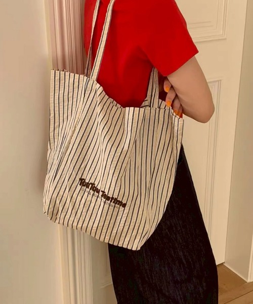 Port（ポート）の「【 Port / ポート 】 サッカー ストライプ 刺繍ロゴ トートバッグ #_（トートバッグ・レディース・グリーン/ブルー/ベージュ・FREE）」の9枚目の写真