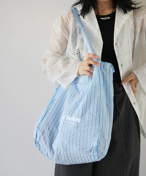 Port（ポート）の「【 Port / ポート 】 サッカー ストライプ 刺繍ロゴ トートバッグ #_（トートバッグ・レディース・グリーン/ブルー/ベージュ・FREE）」の15枚目の写真