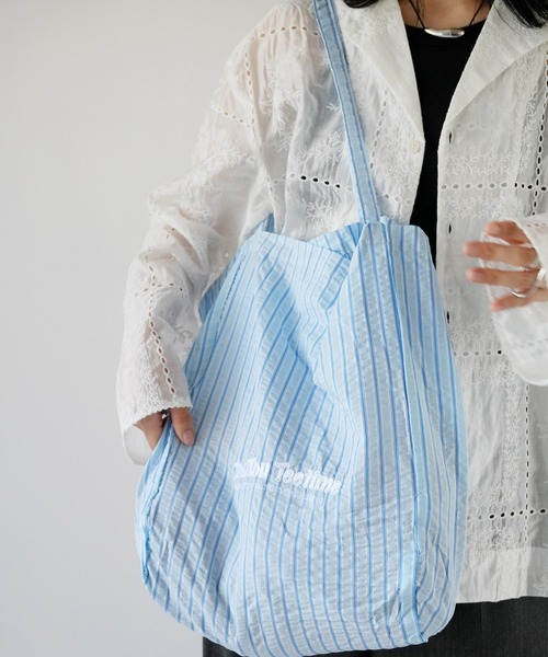 Port（ポート）の「【 Port / ポート 】 サッカー ストライプ 刺繍ロゴ トートバッグ #_（トートバッグ・レディース・グリーン/ブルー/ベージュ・FREE）」の16枚目の写真