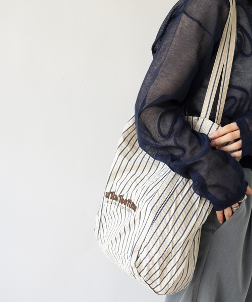 Port（ポート）の「【 Port / ポート 】 サッカー ストライプ 刺繍ロゴ トートバッグ #_（トートバッグ・レディース・グリーン/ブルー/ベージュ・FREE）」の7枚目の写真