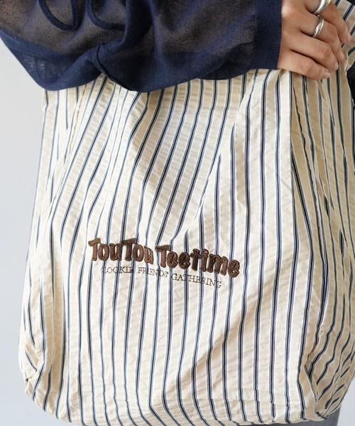 Port（ポート）の「【 Port / ポート 】 サッカー ストライプ 刺繍ロゴ トートバッグ #_（トートバッグ・レディース・グリーン/ブルー/ベージュ・FREE）」の8枚目の写真