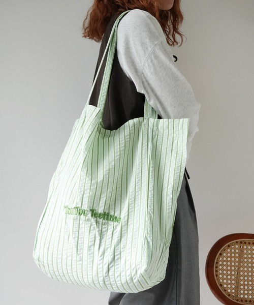 Port（ポート）の「【 Port / ポート 】 サッカー ストライプ 刺繍ロゴ トートバッグ #_（トートバッグ・レディース・グリーン/ブルー/ベージュ・FREE）」の11枚目の写真
