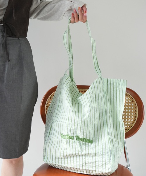 Port（ポート）の「【 Port / ポート 】 サッカー ストライプ 刺繍ロゴ トートバッグ #_（トートバッグ・レディース・グリーン/ブルー/ベージュ・FREE）」の12枚目の写真