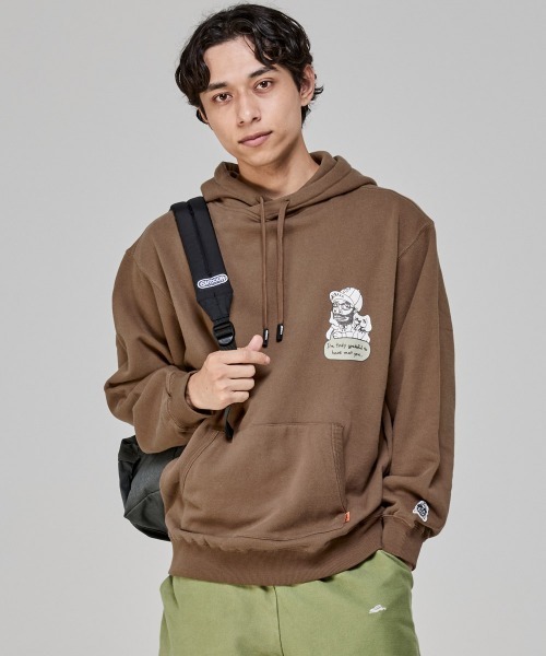 KRIFF MAYER(クリフメイヤー)の「チルタイム裏起毛パーカー(フードロゴ)(スウェット・メンズ・パープル/チャコール/カラフル/グリーン/レッド/ブラウン/グレー/ナチュラル・MEDIUM/X-LARGE/LARGE)」の12枚目の写真