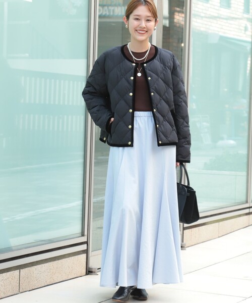 TAION（タイオン）の「【TAION×LIMONTA】別注ベロアパイピングショートダウン（ダウンジャケット/コート・レディース・ブラック/ベージュ/ネイビー・FREE）」の17枚目の写真