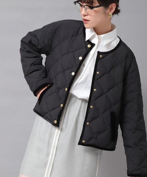 TAION（タイオン）の「【TAION×LIMONTA】別注ベロアパイピングショートダウン（ダウンジャケット/コート・レディース・ブラック/ベージュ/ネイビー・FREE）」の21枚目の写真