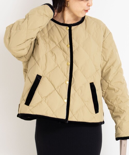 セール】【TAION×LIMONTA】別注ベロアパイピングショートダウン