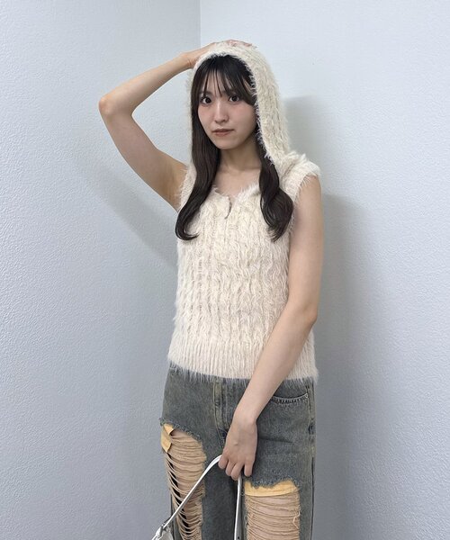 ニット セーター 「mline」シャギーＺＩＰフーディー レディース mline]シャギーZIPフーディー（ニット/セーター）｜mline