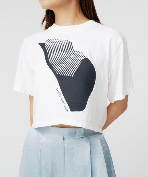 THINGS THAT MATTER(シングス ザット マター)の「AICON × CROPPED T-SHIRT / アイコンクロップドTシャツ(Tシャツ/カットソー・レディース・ホワイト/ブラック・FREE)」の1枚目の写真