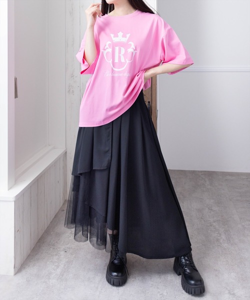 clear（クリア）の「オーバーサイズ王冠プリントTシャツ [着回し力抜群 大人 カジュアル]（Tシャツ/カットソー・レディース・オフホワイト/ブラック/ピンク・F）」の17枚目の写真