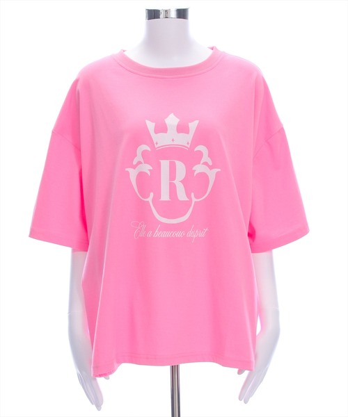 clear（クリア）の「オーバーサイズ王冠プリントTシャツ [着回し力抜群 大人 カジュアル]（Tシャツ/カットソー・レディース・オフホワイト/ブラック/ピンク・F）」の9枚目の写真
