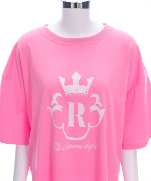 clear（クリア）の「オーバーサイズ王冠プリントTシャツ [着回し力抜群 大人 カジュアル]（Tシャツ/カットソー・レディース・オフホワイト/ブラック/ピンク・F）」の7枚目の写真