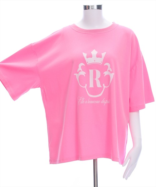 clear（クリア）の「オーバーサイズ王冠プリントTシャツ [着回し力抜群 大人 カジュアル]（Tシャツ/カットソー・レディース・オフホワイト/ブラック/ピンク・F）」の8枚目の写真