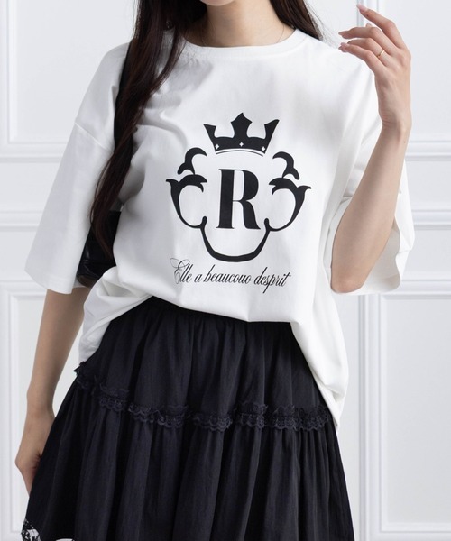 clear（クリア）の「オーバーサイズ王冠プリントTシャツ [着回し力抜群 大人 カジュアル]（Tシャツ/カットソー・レディース・オフホワイト/ブラック/ピンク・F）」の16枚目の写真