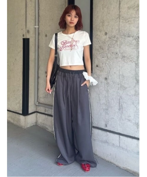 SLY（スライ）の「TWO TONE REMAKE LIKE PANTS ツートーン リメイクライク パンツ 秋服（スラックス・レディース・杢グレー/ネイビー系・1/2）」の5枚目の写真