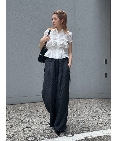 SLY（スライ）の「TWO TONE REMAKE LIKE PANTS ツートーン リメイクライク パンツ 秋服（スラックス・レディース・杢グレー/ネイビー系・1/2）」の6枚目の写真