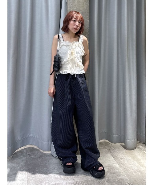 SLY（スライ）の「TWO TONE REMAKE LIKE PANTS ツートーン リメイクライク パンツ 秋服（スラックス・レディース・杢グレー/ネイビー系・1/2）」の7枚目の写真