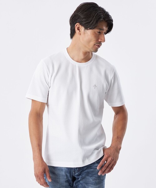 EPOCA UOMO(エポカウォモ)の「スクエアリンクスジャカードカットソー(Tシャツ/カットソー・メンズ・ワイン/ホワイト/ダークネイビー/ライトグレー・48/46)」の2枚目の写真