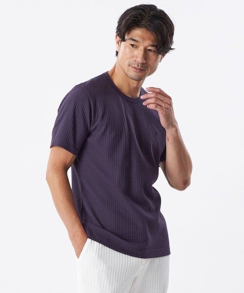 EPOCA UOMO(エポカウォモ)の「スクエアリンクスジャカードカットソー(Tシャツ/カットソー・メンズ・ワイン/ホワイト/ダークネイビー/ライトグレー・48/46)」の1枚目の写真
