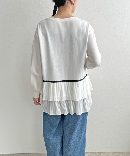 LHELBIE(レルビエ)の「プリーツヘムトップス(Tシャツ/カットソー・レディース・ブラック/オフホワイト・M)」の15枚目の写真
