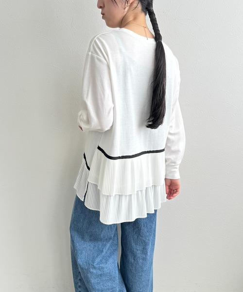 LHELBIE(レルビエ)の「プリーツヘムトップス(Tシャツ/カットソー・レディース・ブラック/オフホワイト・M)」の18枚目の写真