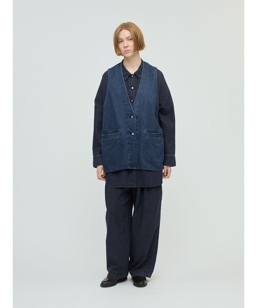 mizuiroind（ミズイロインド）の「mizuiro ind デニムタックワイドパンツ（その他パンツ・レディース・その他/ブルー・FREE）」の15枚目の写真