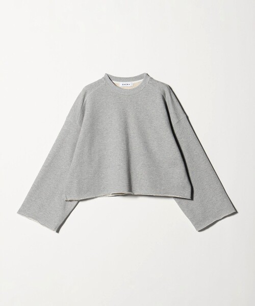 オフホワイト ローズ刺繍 クロップドスウェットトレーナー グレー XS SACRA>クロップド スウェット(スウェット)|SACRA(サクラ