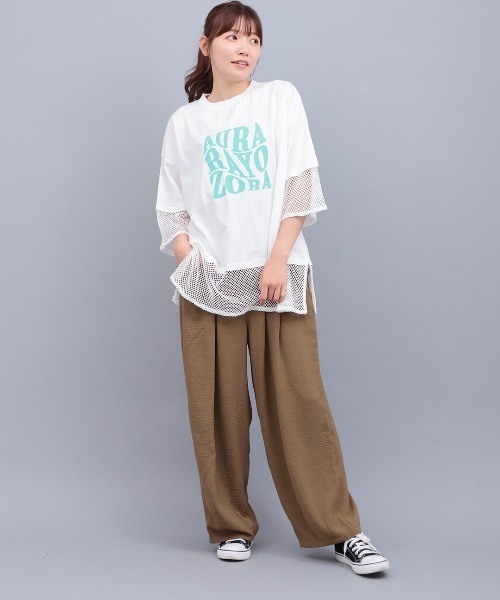 チチカカ（チチカカ）の「Orale! 裾メッシュレイヤード風プルオーバー（Tシャツ/カットソー・レディース・ホワイト/カーキ/ブラック・FREE）」の5枚目の写真