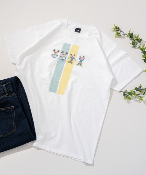 セール】【Disney】レトロ「ミッキー」プリントTシャツ
