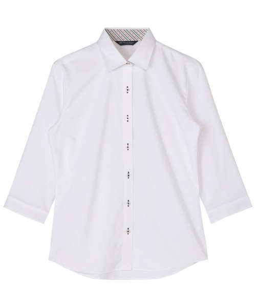 TOKYO SHIRTS(トウキョウシャツ)の「【透け防止】 形態安定ノーアイロン ワイド 7分袖ビジネスワイシャツ(ビジネスシャツ・レディース・ホワイト・XL/LL/L/M/S)」の1枚目の写真