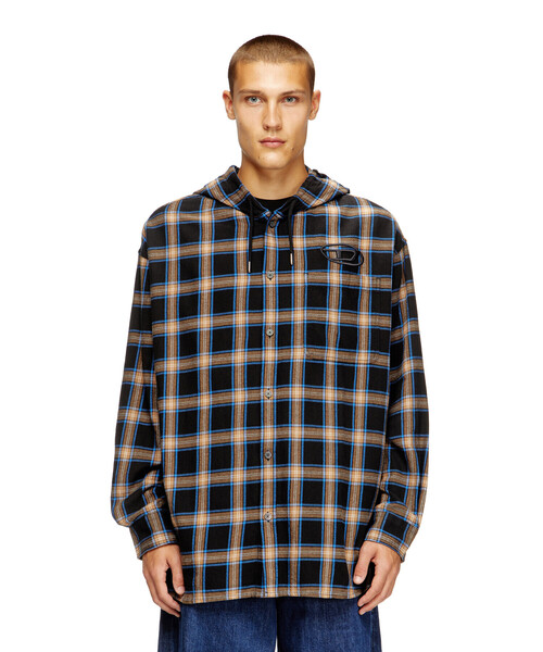 つばいか様　DIESEL 25ss デニムシャツ D-DEWNEY-HOOD D-DEWNY-HOOD Hybrid shirt in Tencel denim｜ブラック｜メンズ