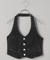 ROLLA’S/ローラス HALTER VEST ASH BLACK/ホルターベスト アッシュブラック/デニムベスト