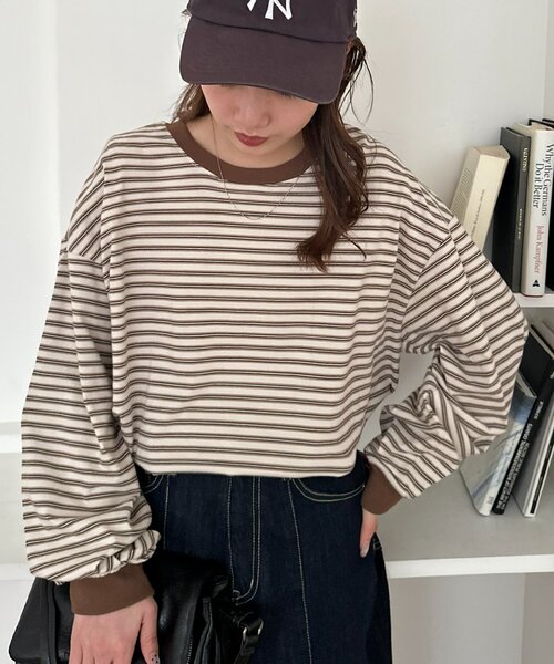 DISCOAT(ディスコート)の「【新色追加!/ユニセックス】ランダムボーダーロンT(Tシャツ/カットソー・レディース・サックスブルー/ライム/アイボリー/チャコールグレー・FREE)」の11枚目の写真