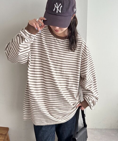 DISCOAT(ディスコート)の「【新色追加!/ユニセックス】ランダムボーダーロンT(Tシャツ/カットソー・レディース・サックスブルー/ライム/アイボリー/チャコールグレー・FREE)」の16枚目の写真