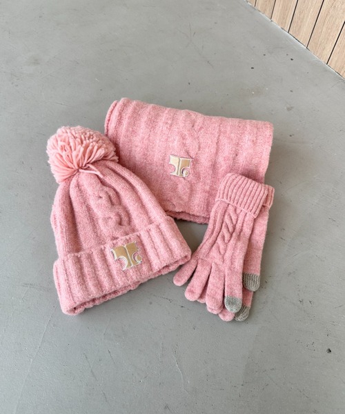 セール】【3点セット】ニット帽＋手袋＋マフラー（ニットキャップ