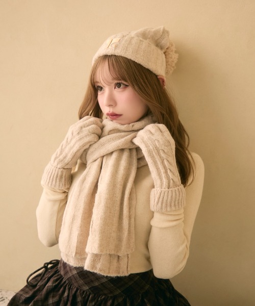 セール】【3点セット】ニット帽＋手袋＋マフラー（ニットキャップ