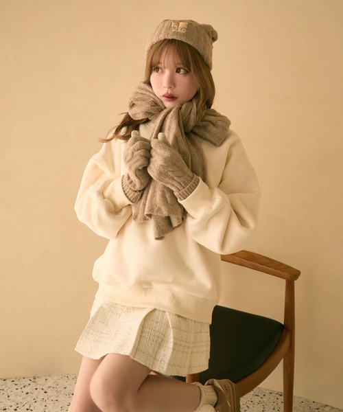 TITTY&CO.(ティティーアンドコー)の「【3点セット】ニット帽+手袋+マフラー(ニットキャップ/ビーニー・レディース・グレー/ベージュ/ブラック/アイボリー/ピンク・FREE)」の14枚目の写真