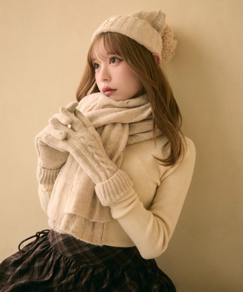 セール】【3点セット】ニット帽＋手袋＋マフラー（ニットキャップ