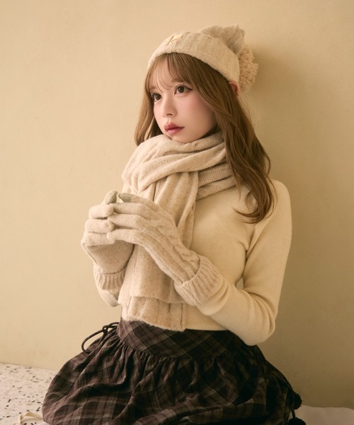 セール】【3点セット】ニット帽＋手袋＋マフラー（ニットキャップ