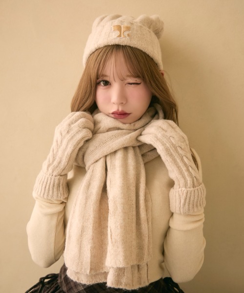 セール】【3点セット】ニット帽＋手袋＋マフラー（ニットキャップ